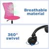 imageFDW Home Office Chair Mid Back Mesh Desk Chair Armless Computer Ergonomic Task Rolling Swivel Chair Back Support Adjustable Modern with Lumbar SupportBluePink