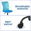 imageFDW Home Office Chair Mid Back Mesh Desk Chair Armless Computer Ergonomic Task Rolling Swivel Chair Back Support Adjustable Modern with Lumbar SupportBlueBlue
