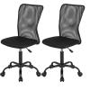 imageFDW Home Office Chair Mid Back Mesh Desk Chair Armless Computer Ergonomic Task Rolling Swivel Chair Back Support Adjustable Modern with Lumbar SupportBlueBlack