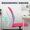 imageFDW Home Office Chair Mid Back Mesh Desk Chair Armless Computer Ergonomic Task Rolling Swivel Chair Back Support Adjustable Modern with Lumbar SupportBluePink