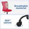 imageFDW Home Office Chair Mid Back Mesh Desk Chair Armless Computer Ergonomic Task Rolling Swivel Chair Back Support Adjustable Modern with Lumbar SupportBlueRed