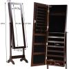 imageFDW Jewelry Cabinet 61quot H WallDoor Mounted Lockable Jewelry Armoire With 2 Drawers 6 Shelves 433quot106quot Mirror High Capacity Jewelry Organizer BrownBrown