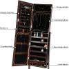 imageFDW Jewelry Cabinet 61quot H WallDoor Mounted Lockable Jewelry Armoire With 2 Drawers 6 Shelves 433quot106quot Mirror High Capacity Jewelry Organizer BrownBrown