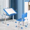 imageFDW Kids Desk and Chair Set Height Adjustable Multifunctional Student Study Desk Kids Art Table Childrens Chair Set with Storage Drawer 45Tilted Desktop for BoysampampGirlsBlueBlue