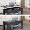 imageFDW Lift Top Coffee Table with Hidden Compartment and Storage Shelf Wooden Lift Tabletop for Home Living Room Reception Room Office394quotBrownBlack