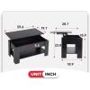 imageFDW Lift Top Coffee Table with Hidden Compartment and Storage Shelf Wooden Lift Tabletop for Home Living Room Reception Room Office394quotBrownBlack