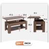 imageFDW Lift Top Coffee Table with Hidden Compartment and Storage Shelf Wooden Lift Tabletop for Home Living Room Reception Room Office394quotBrownBrown