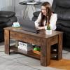 imageFDW Lift Top Coffee Table with Hidden Compartment and Storage Shelf Wooden Lift Tabletop for Home Living Room Reception Room Office394quotBrownBrown