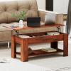 imageFDW Lift Top Coffee Table with Hidden Compartment and Storage Shelf Wooden Lift Tabletop for Home Living Room Reception Room Office394quotBrownDark Brown