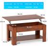 imageFDW Lift Top Coffee Table with Hidden Compartment and Storage Shelf Wooden Lift Tabletop for Home Living Room Reception Room Office394quotBrownDark Brown