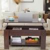 imageFDW Lift Top Coffee Table with Hidden Compartment and Storage Shelf Wooden Lift Tabletop for Home Living Room Reception Room Office394quotBrownEspresso