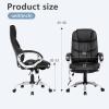 imageFDW Office Chair Computer High Back Adjustable Ergonomic Desk Chair Executive PU Leather Swivel Task Chair with Armrests Lumbar Support BlackBlack