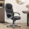 imageFDW Office Chair Computer High Back Adjustable Ergonomic Desk Chair Executive PU Leather Swivel Task Chair with Armrests Lumbar Support BlackBlack