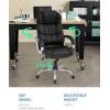 imageFDW Office Chair Computer High Back Adjustable Ergonomic Desk Chair Executive PU Leather Swivel Task Chair with Armrests Lumbar Support BlackBlack