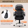 imageFDW Office Chair Computer High Back Adjustable Ergonomic Desk Chair Executive PU Leather Swivel Task Chair with Armrests Lumbar Support BlackDark Black