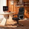 imageFDW Office Chair Computer High Back Adjustable Ergonomic Desk Chair Executive PU Leather Swivel Task Chair with Armrests Lumbar Support BlackDark Black