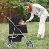 imageFDW Pet Stroller 3Wheel Durable Foldable Cat Dog Stroller with Washable Liner Storage Basket Cup HolderPurpleBlack