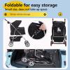 imageFDW Pet Stroller 3Wheel Durable Foldable Cat Dog Stroller with Washable Liner Storage Basket Cup HolderPurpleBlack