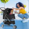 imageFDW Pet Stroller 3Wheel Durable Foldable Cat Dog Stroller with Washable Liner Storage Basket Cup HolderPurpleBlack