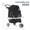 imageFDW Pet Stroller 3Wheel Durable Foldable Cat Dog Stroller with Washable Liner Storage Basket Cup HolderPurpleBlack