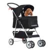 imageFDW Pet Stroller 3Wheel Durable Foldable Cat Dog Stroller with Washable Liner Storage Basket Cup HolderPurpleBlack
