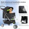imageFDW Pet Stroller 3Wheel Durable Foldable Cat Dog Stroller with Washable Liner Storage Basket Cup HolderPurpleBlack