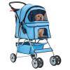 imageFDW Pet Stroller 3Wheel Durable Foldable Cat Dog Stroller with Washable Liner Storage Basket Cup HolderPurpleBlue