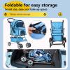 imageFDW Pet Stroller 3Wheel Durable Foldable Cat Dog Stroller with Washable Liner Storage Basket Cup HolderPurpleBlue