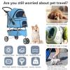 imageFDW Pet Stroller 3Wheel Durable Foldable Cat Dog Stroller with Washable Liner Storage Basket Cup HolderPurpleBlue