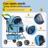imageFDW Pet Stroller 3Wheel Durable Foldable Cat Dog Stroller with Washable Liner Storage Basket Cup HolderPurpleBlue