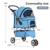 imageFDW Pet Stroller 3Wheel Durable Foldable Cat Dog Stroller with Washable Liner Storage Basket Cup HolderPurpleBlue