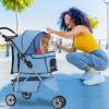 imageFDW Pet Stroller 3Wheel Durable Foldable Cat Dog Stroller with Washable Liner Storage Basket Cup HolderPurpleBlue