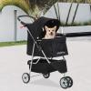 imageFDW Pet Stroller 3Wheel Durable Foldable Cat Dog Stroller with Washable Liner Storage Basket Cup HolderPurpleDark Black