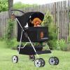 imageFDW Pet Stroller 3Wheel Durable Foldable Cat Dog Stroller with Washable Liner Storage Basket Cup HolderPurpleDark Black