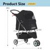 imageFDW Pet Stroller 3Wheel Durable Foldable Cat Dog Stroller with Washable Liner Storage Basket Cup HolderPurpleDark Black