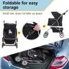 imageFDW Pet Stroller 3Wheel Durable Foldable Cat Dog Stroller with Washable Liner Storage Basket Cup HolderPurpleDark Black