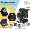 imageFDW Pet Stroller 3Wheel Durable Foldable Cat Dog Stroller with Washable Liner Storage Basket Cup HolderPurpleDark Black