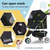 imageFDW Pet Stroller 3Wheel Durable Foldable Cat Dog Stroller with Washable Liner Storage Basket Cup HolderPurpleDark Black