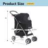 imageFDW Pet Stroller 3Wheel Durable Foldable Cat Dog Stroller with Washable Liner Storage Basket Cup HolderPurpleDark Black