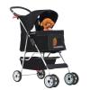 imageFDW Pet Stroller 3Wheel Durable Foldable Cat Dog Stroller with Washable Liner Storage Basket Cup HolderPurpleDark Black