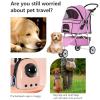 imageFDW Pet Stroller 3Wheel Durable Foldable Cat Dog Stroller with Washable Liner Storage Basket Cup HolderPurplePeach Pink