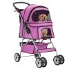 imageFDW Pet Stroller 3Wheel Durable Foldable Cat Dog Stroller with Washable Liner Storage Basket Cup HolderPurplePink