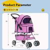imageFDW Pet Stroller 3Wheel Durable Foldable Cat Dog Stroller with Washable Liner Storage Basket Cup HolderPurplePink