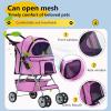 imageFDW Pet Stroller 3Wheel Durable Foldable Cat Dog Stroller with Washable Liner Storage Basket Cup HolderPurplePink