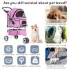 imageFDW Pet Stroller 3Wheel Durable Foldable Cat Dog Stroller with Washable Liner Storage Basket Cup HolderPurplePink