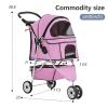 imageFDW Pet Stroller 3Wheel Durable Foldable Cat Dog Stroller with Washable Liner Storage Basket Cup HolderPurplePink