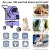 imageFDW Pet Stroller 3Wheel Durable Foldable Cat Dog Stroller with Washable Liner Storage Basket Cup HolderPurplePurple