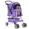 imageFDW Pet Stroller 3Wheel Durable Foldable Cat Dog Stroller with Washable Liner Storage Basket Cup HolderPurplePurple