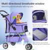 imageFDW Pet Stroller 3Wheel Durable Foldable Cat Dog Stroller with Washable Liner Storage Basket Cup HolderPurplePurple