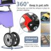 imageFDW Pet Stroller 3Wheel Durable Foldable Cat Dog Stroller with Washable Liner Storage Basket Cup HolderPurplePurple